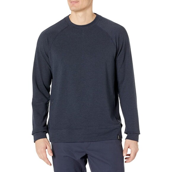 New Mens M Prana NWT Altitude Tracker Crew Shirt Zip Pocket Navy Blue Nautical - Picture 1 of 7